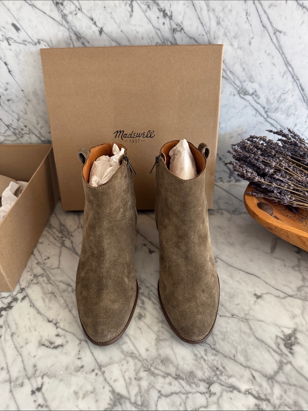 Madewell Olive Taupe Suede Ankle Boots - Women’s
